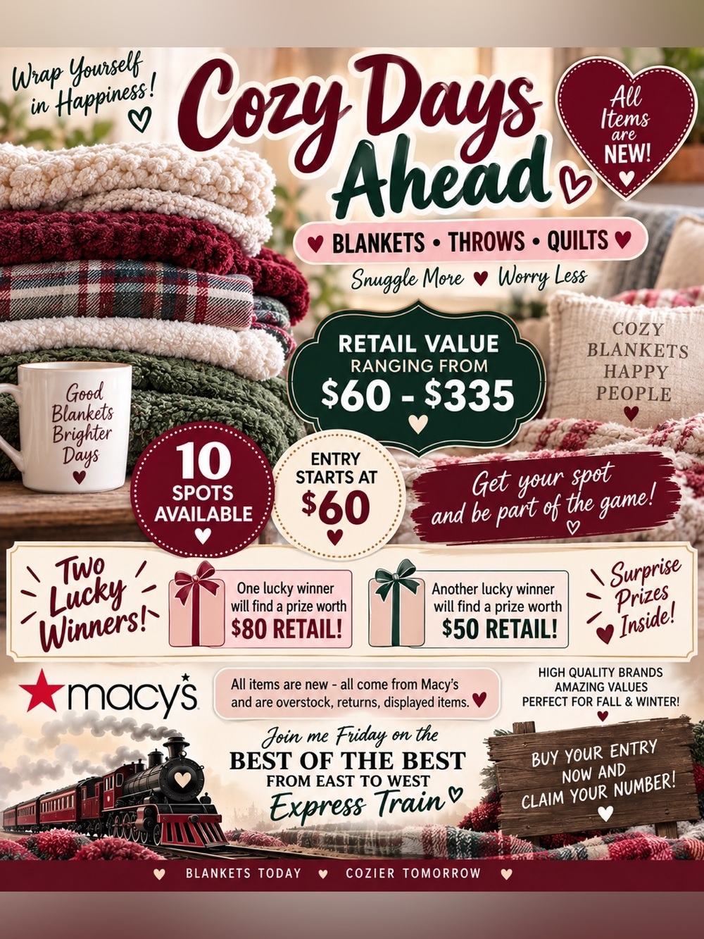 Cozy Days Ahead Mystery Game!  10 spots!